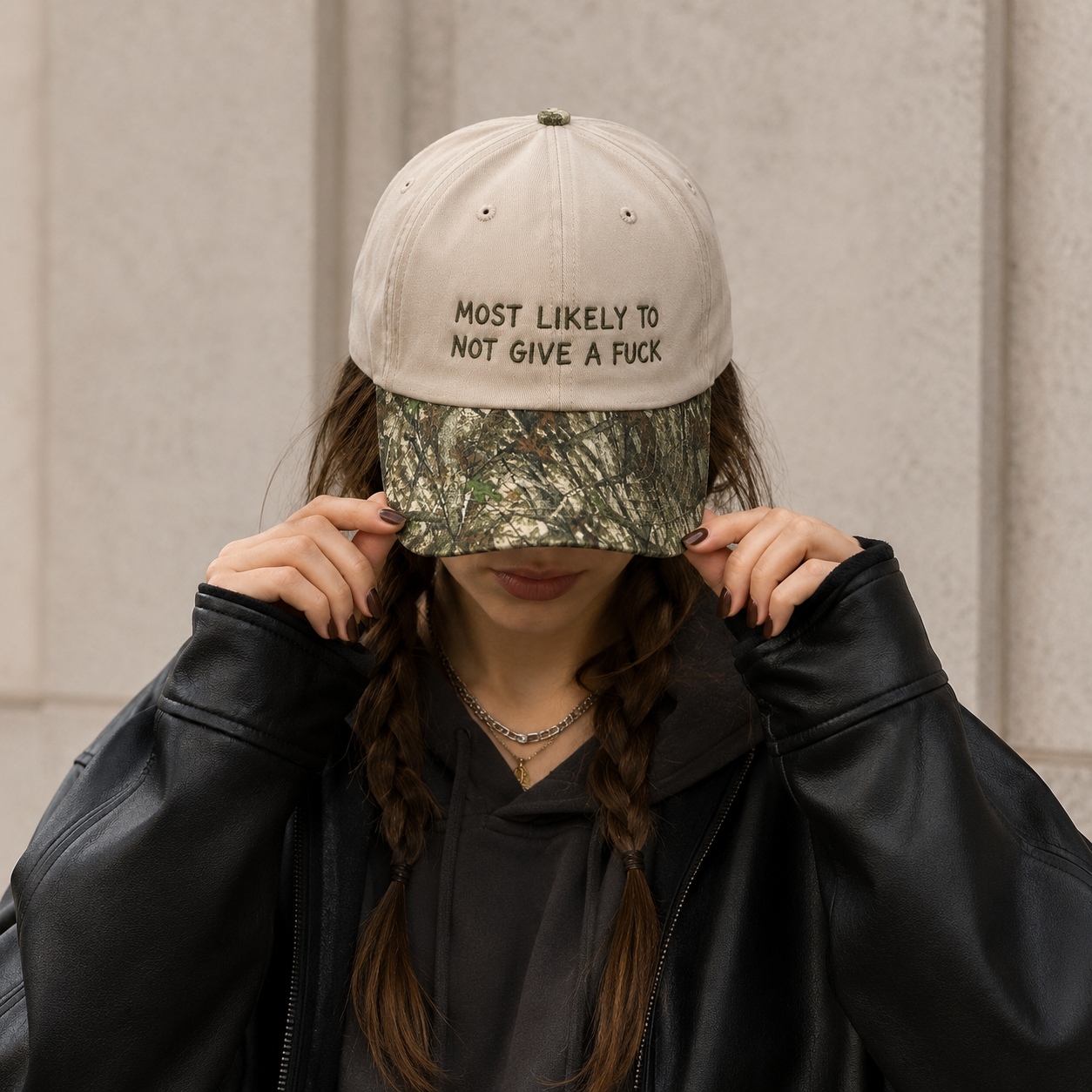 Most Likely To Not Give A Fuck Embroidered Floral Hat