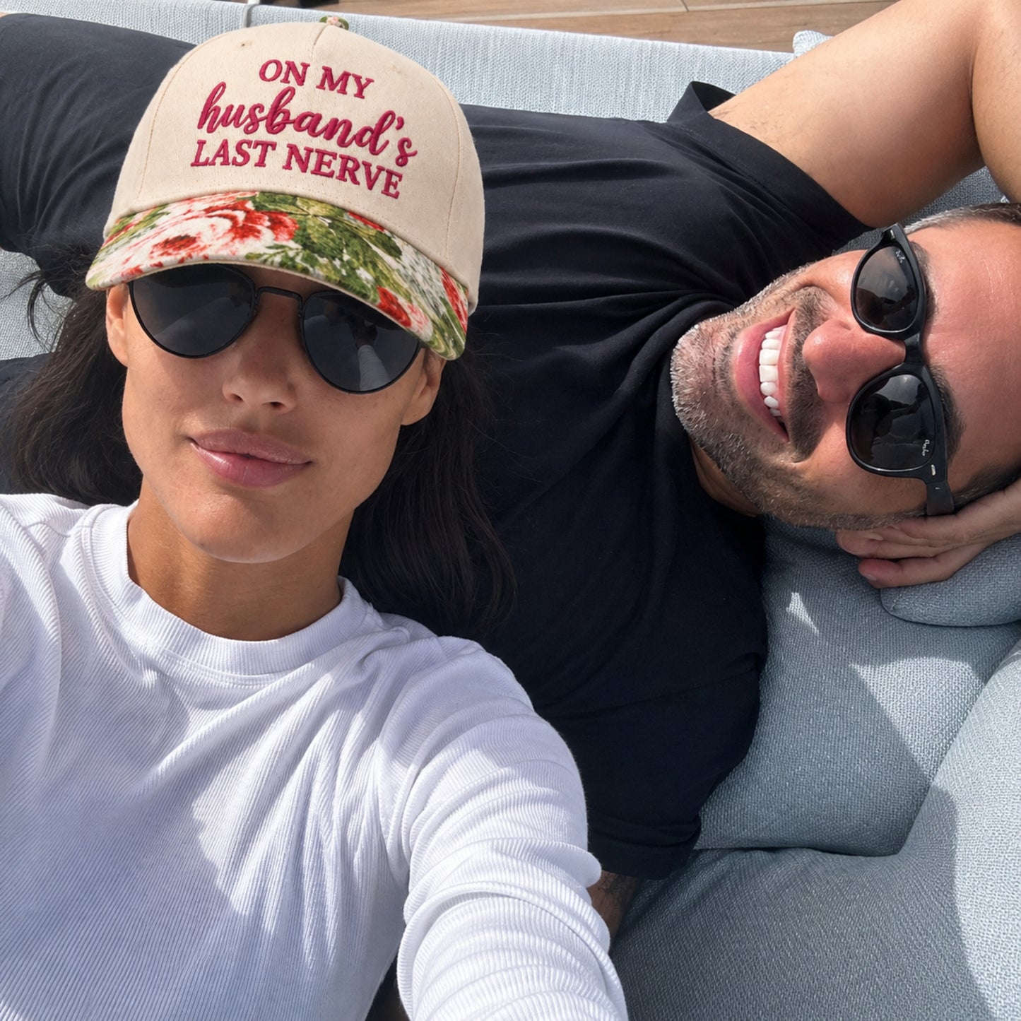 On My Husband's Last Nerve Embroidered Floral Hat