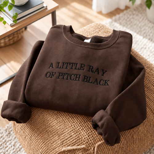 Little Ray Of Pitch Black Embroidered Sweatshirt