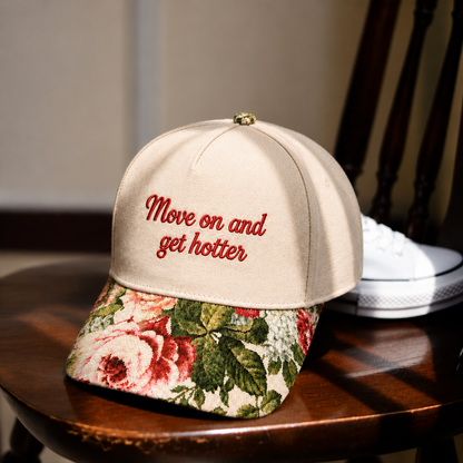 Move On And Get Hotter Embroidered Floral Hat
