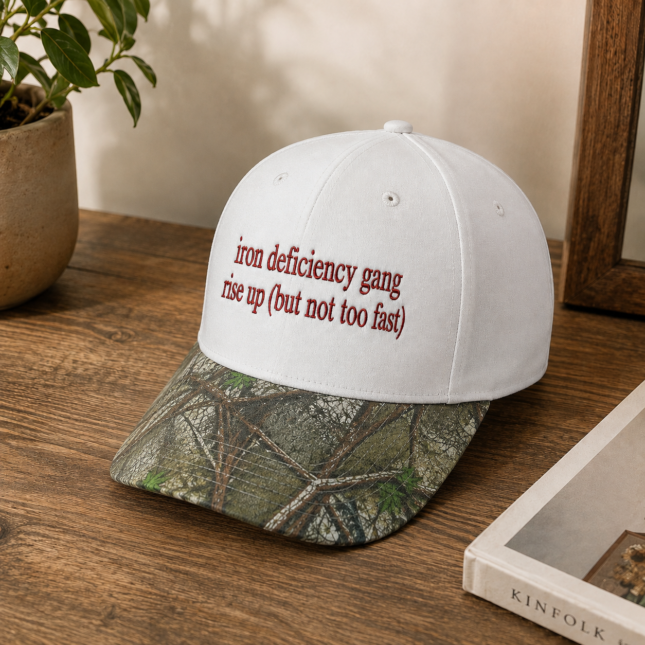 Iron Deficiency Gang Rise Up Embroidered Floral Hat