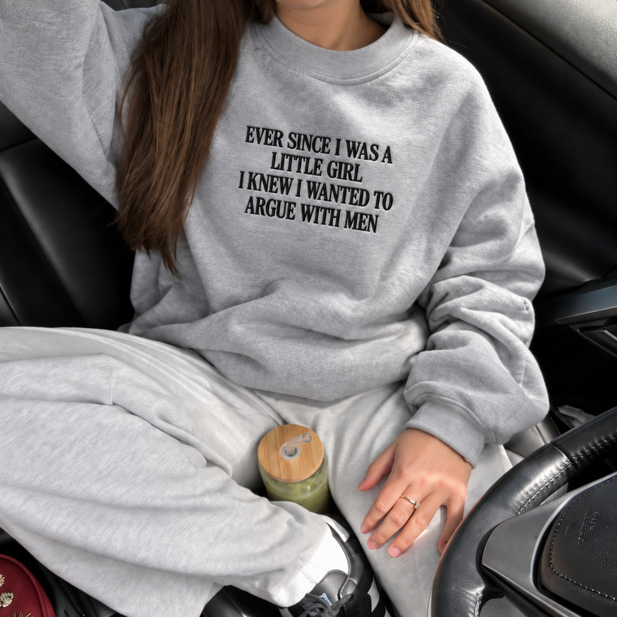 I Knew I Wanted To Argue With Men Embroidered Sweatshirt