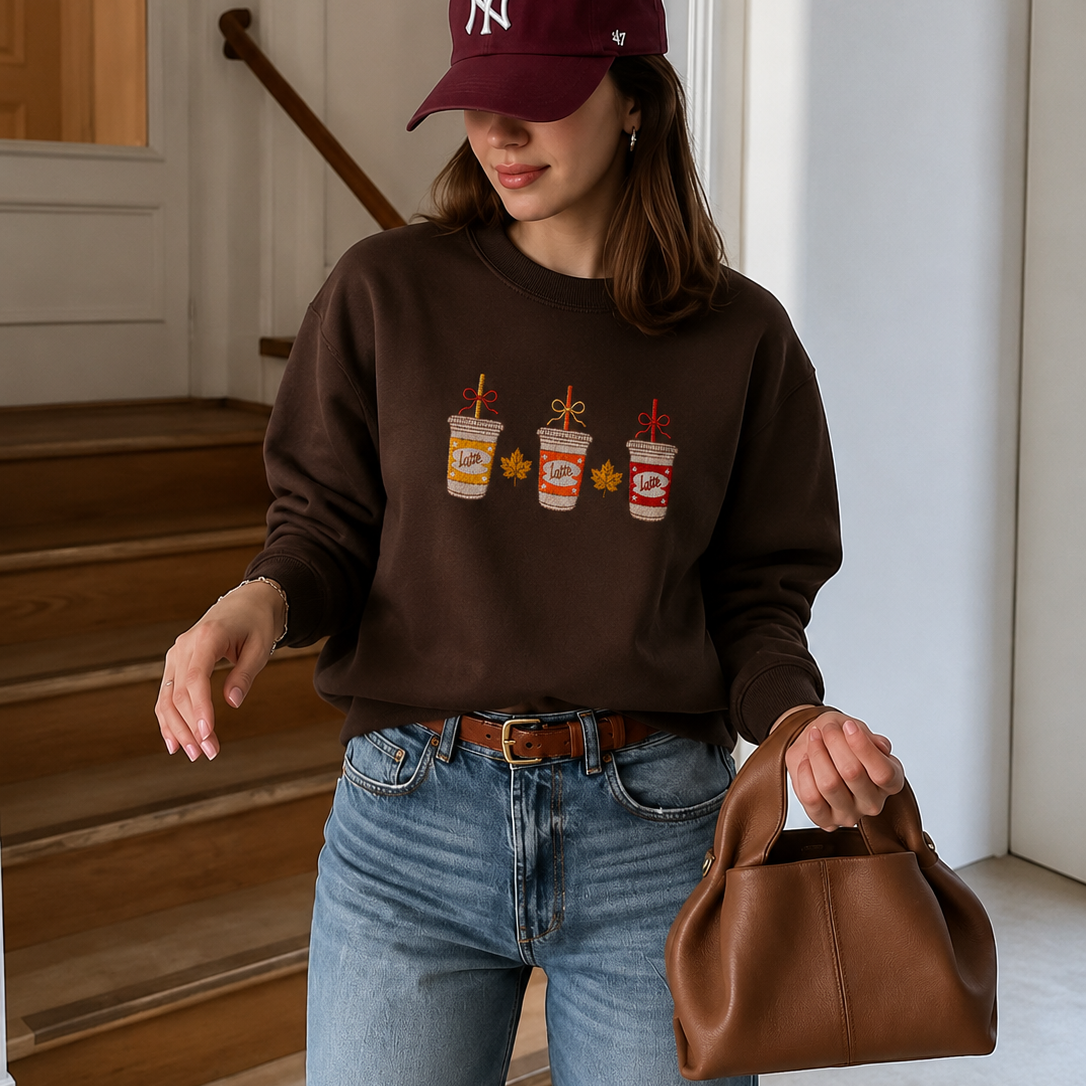 Three Cup Of Luke's Coffee Embroidered Sweatshirt