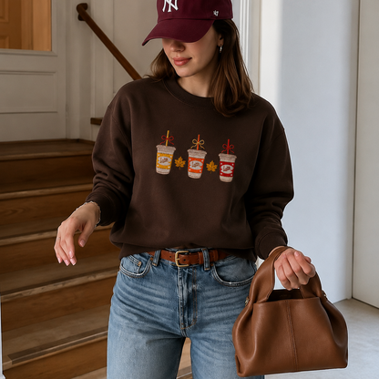 Three Cup Of Luke's Coffee Embroidered Sweatshirt