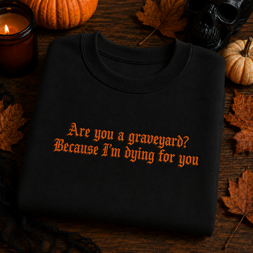 Are You A Graveyard Because I'm Dying For You Embroidered Sweatshirt