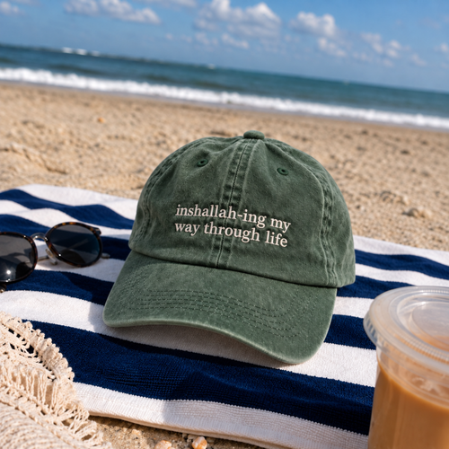 Inshallah-ing My Way Through Life Embroidered Washed Cap