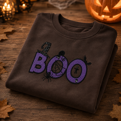 Halloween Boo Embroidered Sweatshirt