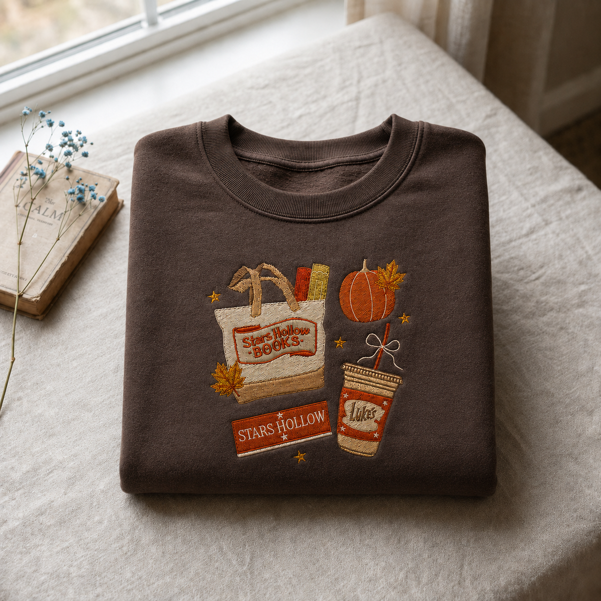 Stars Hollow Books Embroidered Sweatshirt