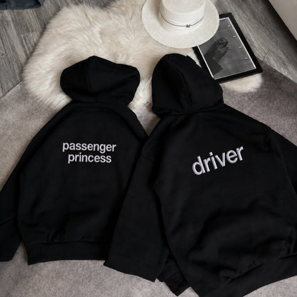 Driver And Passenger Princess Matching Embroidered Hoodie
