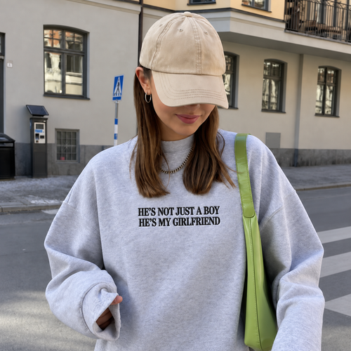 He’s Not Just a Boy He’s My Girlfriend Embroidered Sweatshirt
