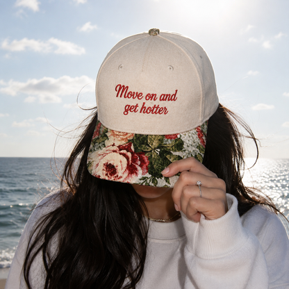 Move On And Get Hotter Embroidered Floral Hat