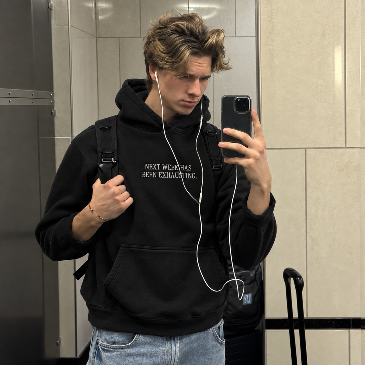 Next Week Has Been Exhausting Embroidered Sweatshirt