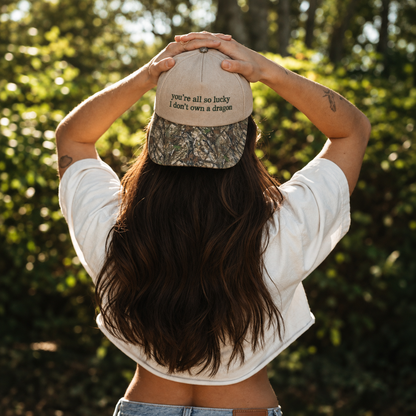 I Don't Own A Dragon Embroidered Floral Hat