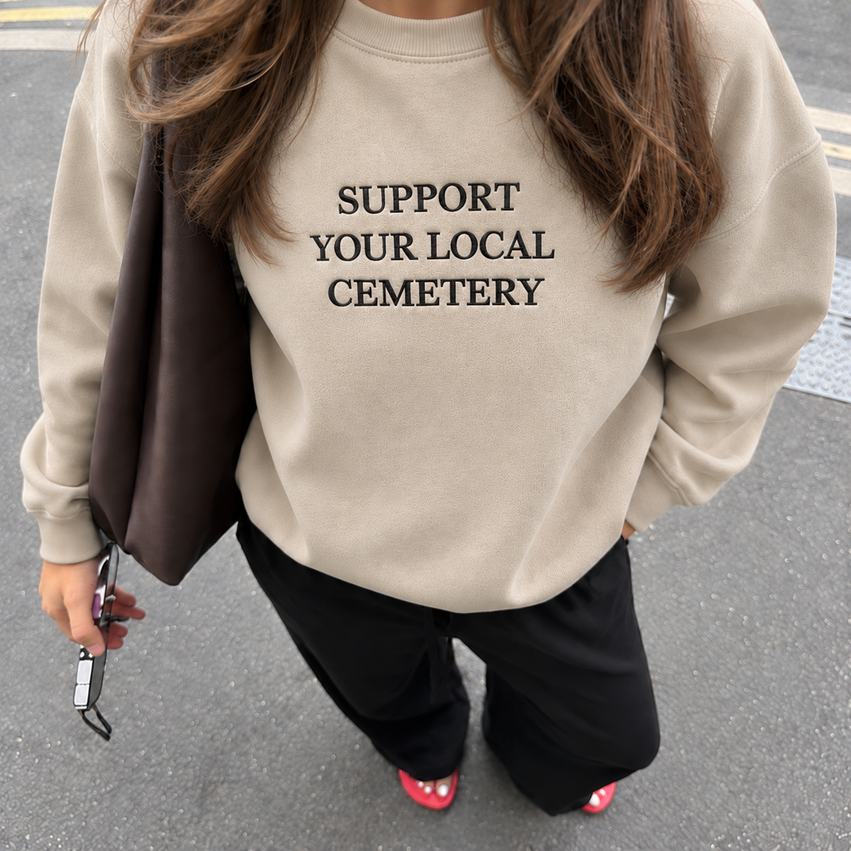 Support Your Local Cemetery Embroidered Sweatshirt