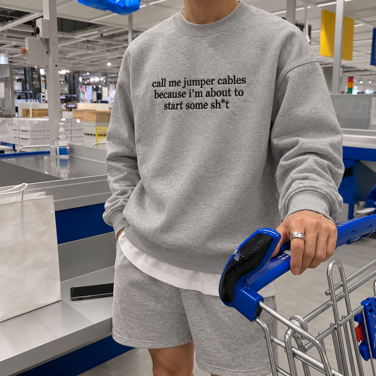 Call Me Jumper Cables Embroidered Sweatshirt