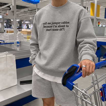 Call Me Jumper Cables Embroidered Sweatshirt