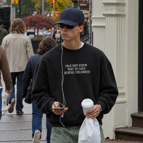 True Men Know Who To Save Embroidered Sweatshirt