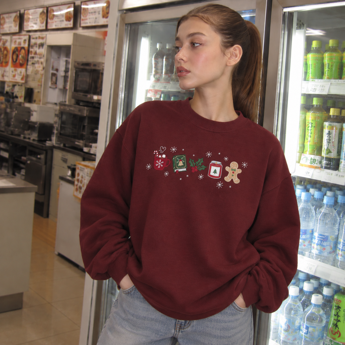 Basically Christmas Embroidered Sweatshirt