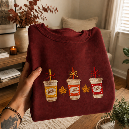 Three Cup Of Luke's Coffee Embroidered Sweatshirt