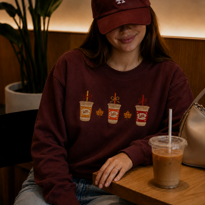 Three Cup Of Luke's Coffee Embroidered Sweatshirt
