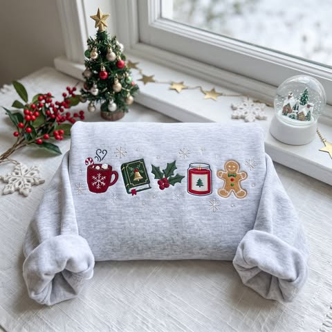 Basically Christmas Embroidered Sweatshirt