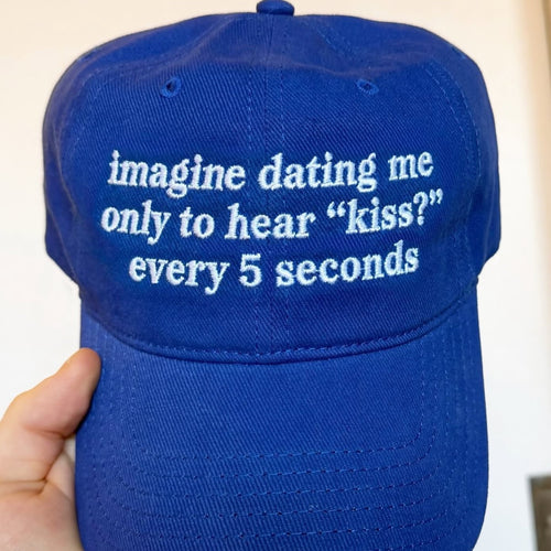 Kiss Every 5 Minutes Embroidered Washed Cap