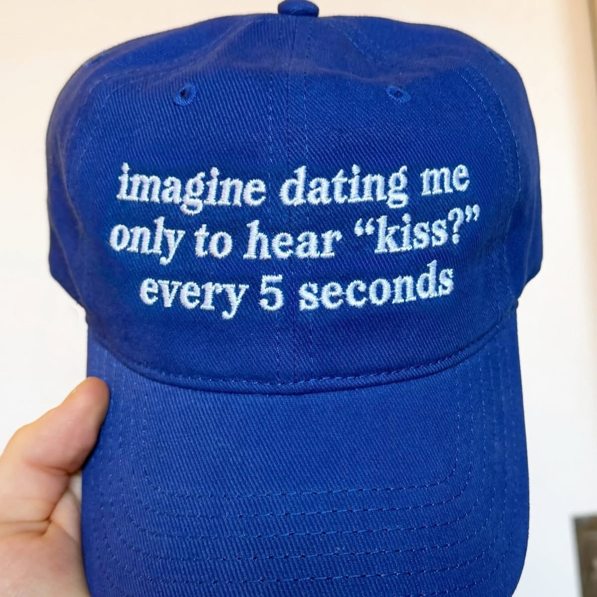 Kiss Every 5 Minutes Embroidered Washed Cap