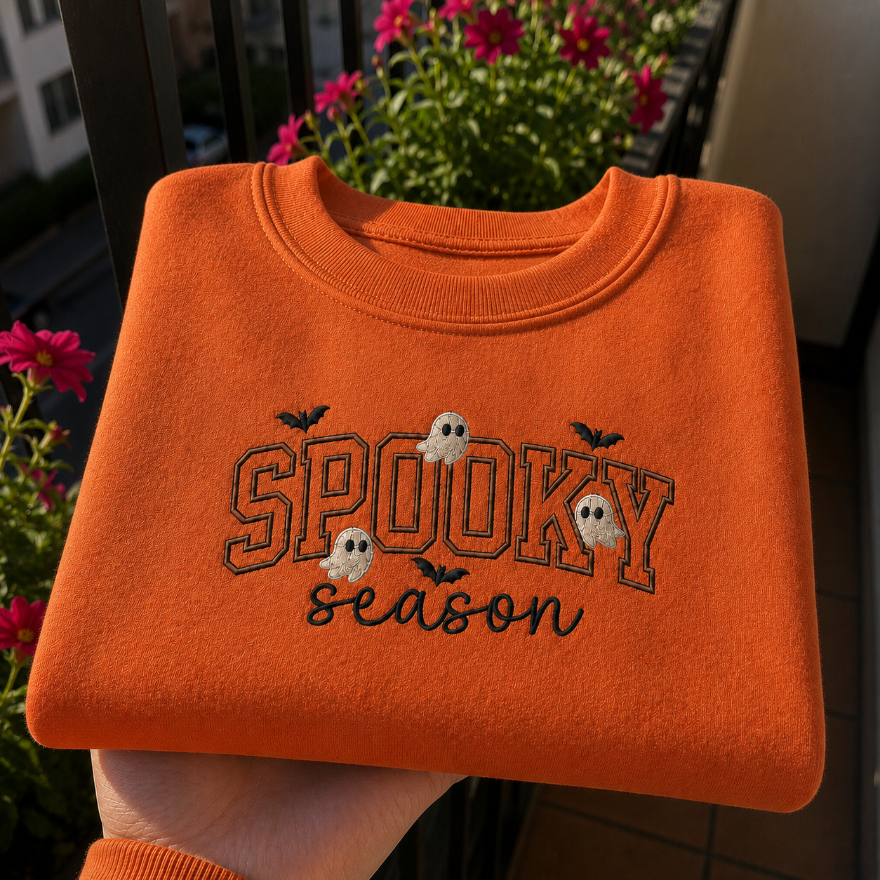 Spooky Halloween Season Embroidered Sweatshirt
