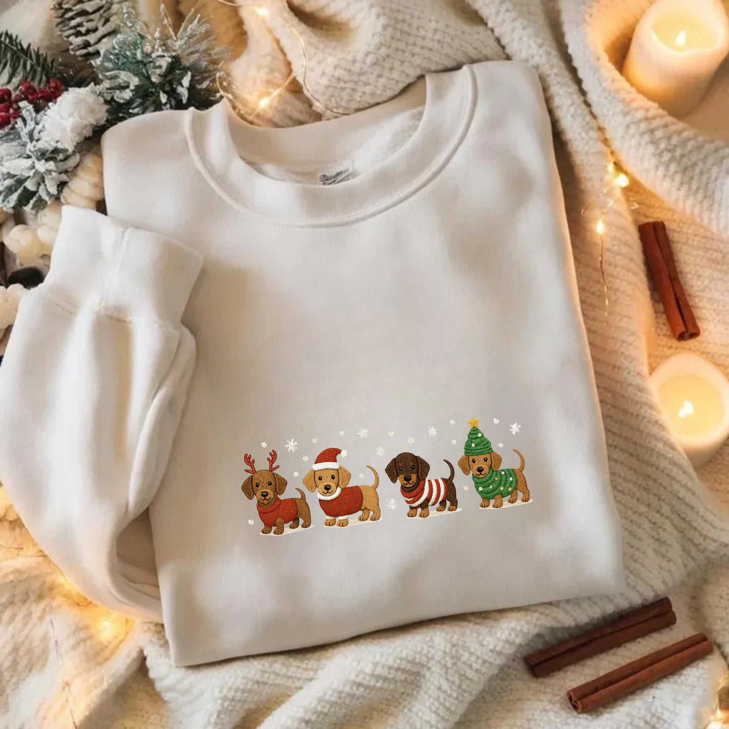 Christmas Dog Embroidered Sweatshirt