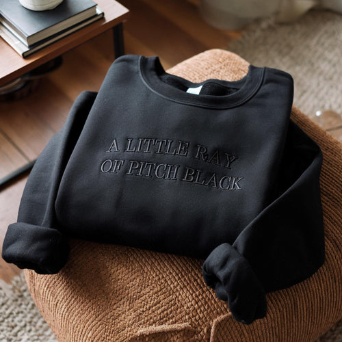 Little Ray Of Pitch Black Embroidered Sweatshirt