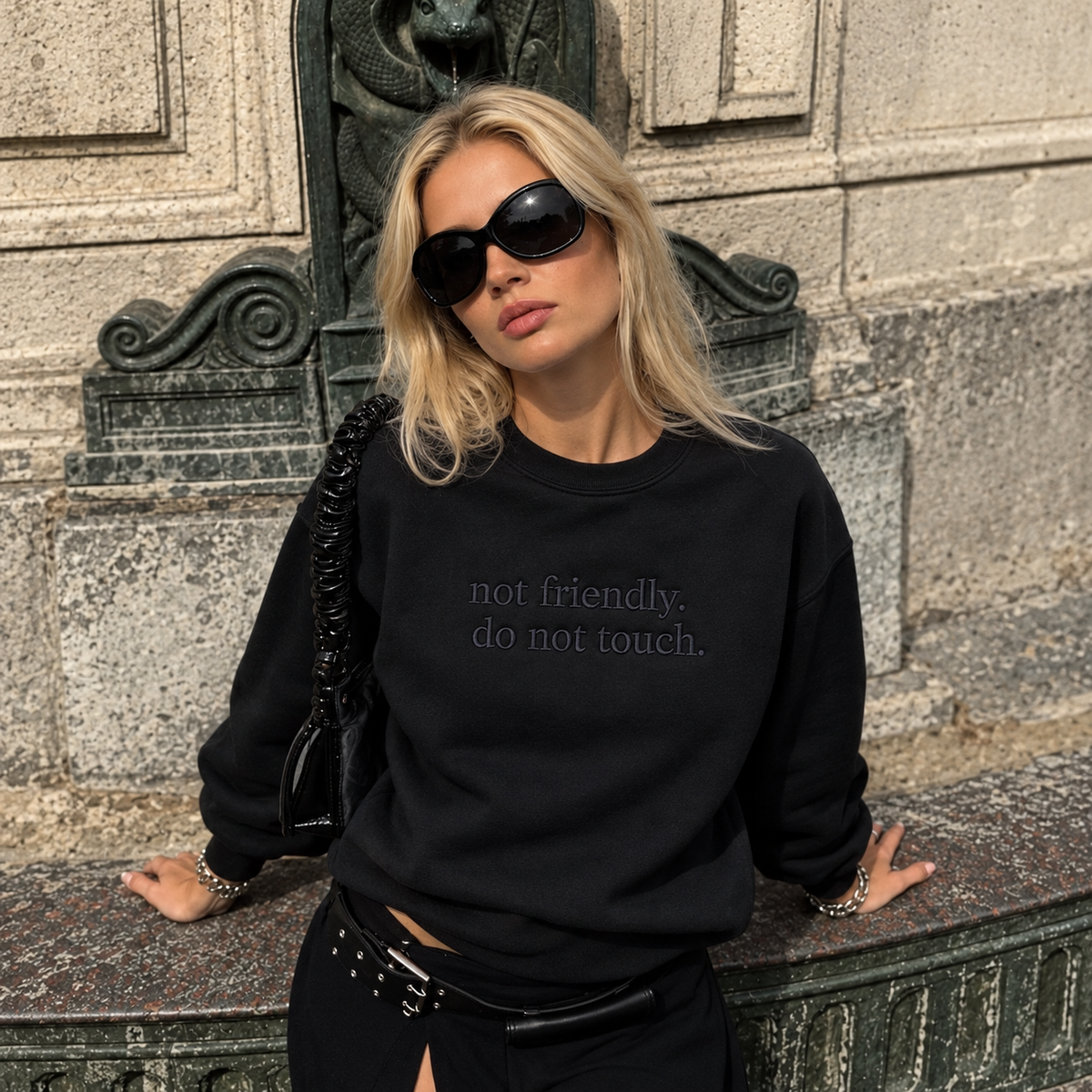 Not Friendly Do Not Touch Embroidered Sweatshirt