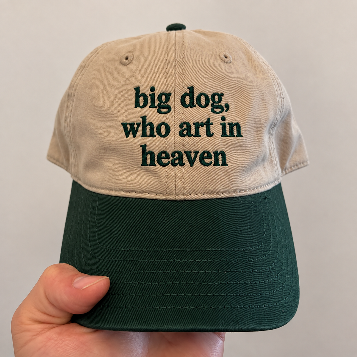 Big Dog Who Art in Heaven Embroidered Baseball Hat