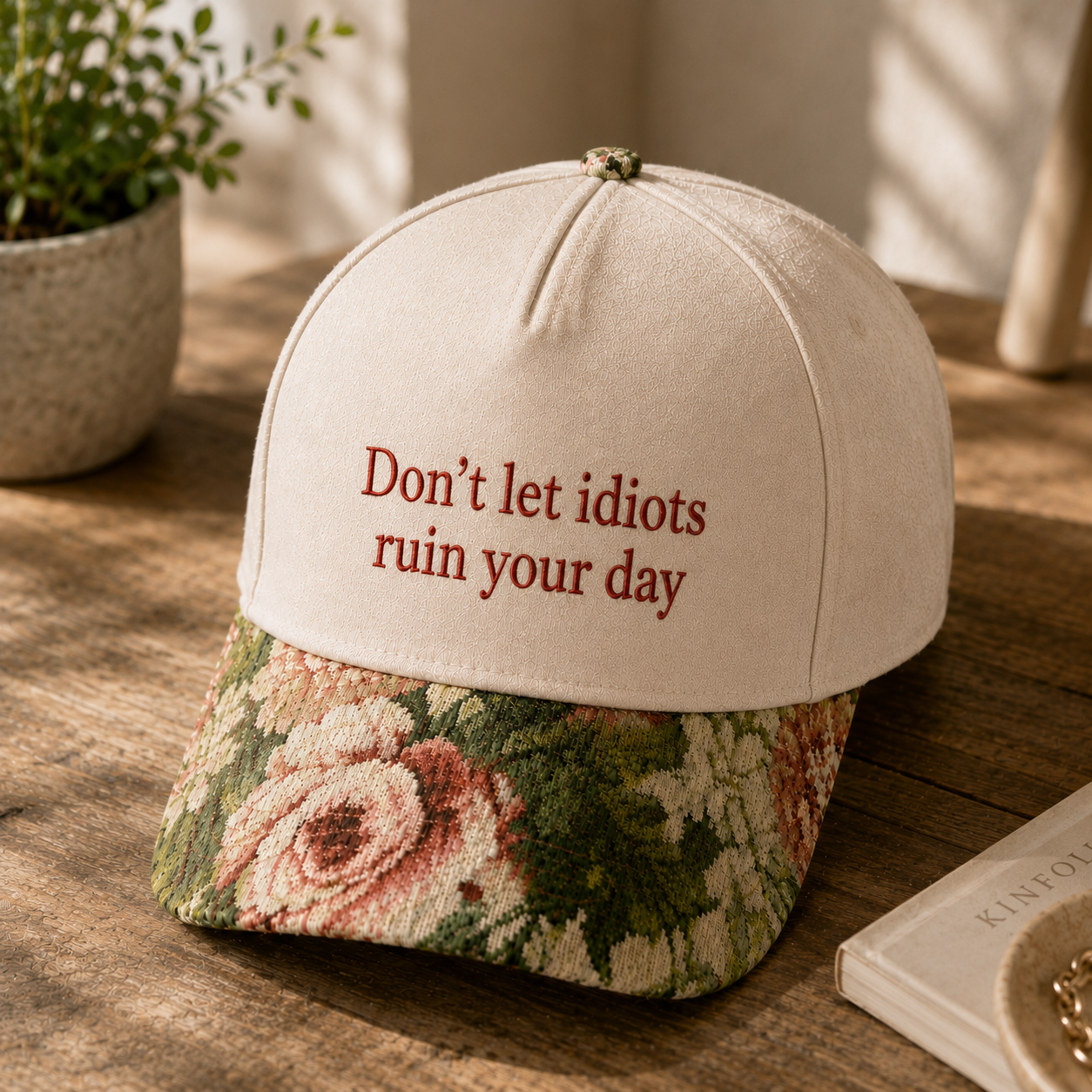Don't Let Idiots Ruin Your Day Embroidered Floral Hat