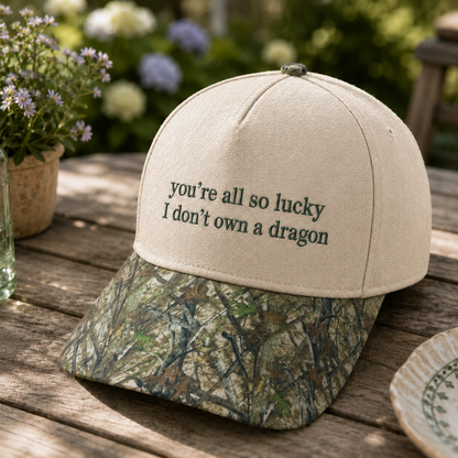 I Don't Own A Dragon Embroidered Floral Hat