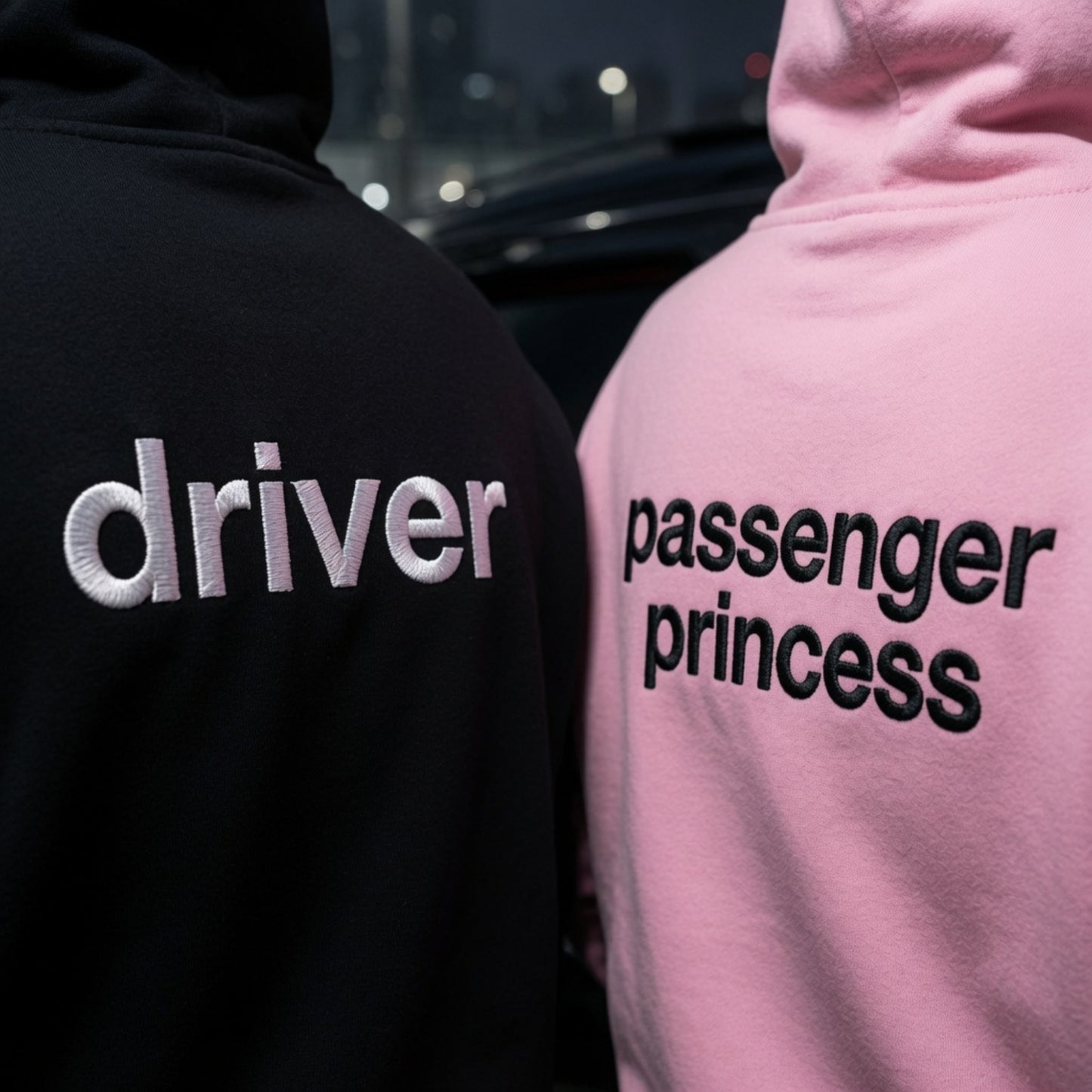 Driver And Passenger Princess Matching Embroidered Hoodie