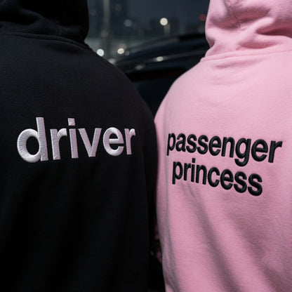 Driver And Passenger Princess Matching Embroidered Hoodie