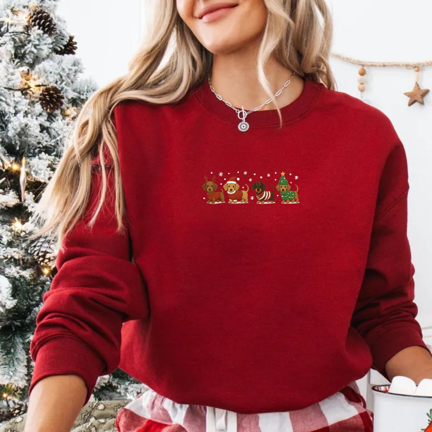 Christmas Dog Embroidered Sweatshirt