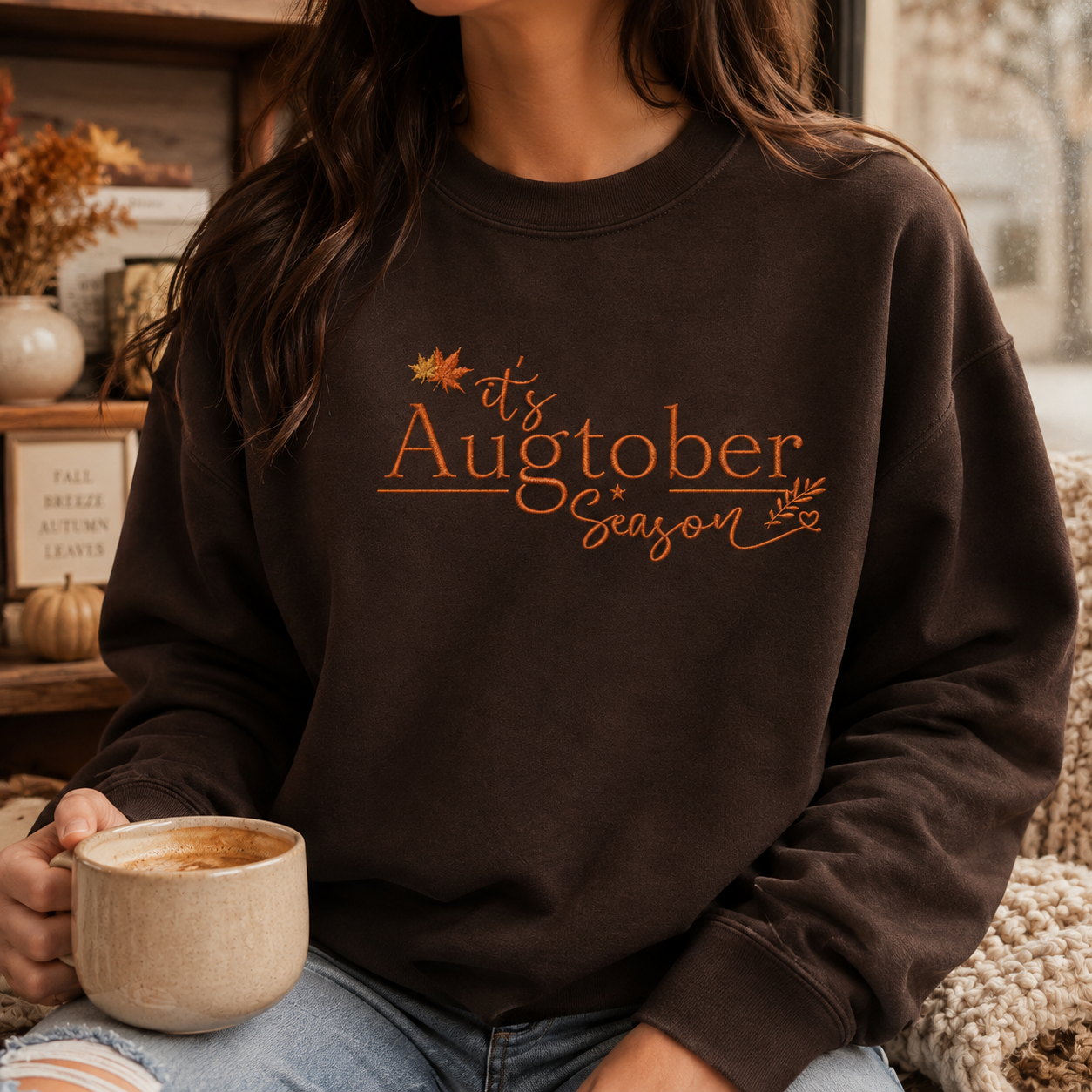 It's Augtober Season Embroidered Sweatshirt
