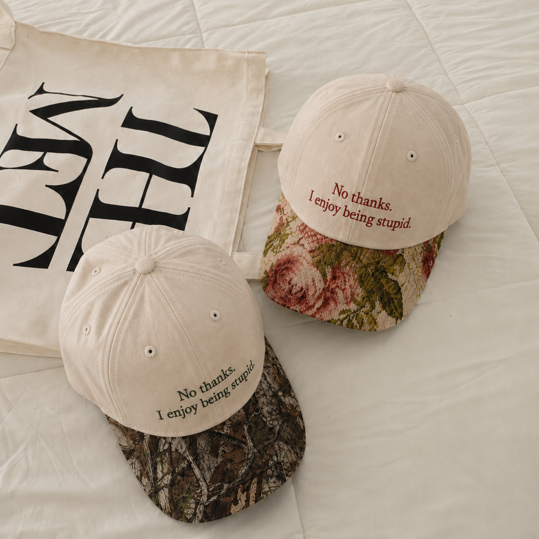 No Thanks I Enjoy Being Stupid Embroidered Floral Hat