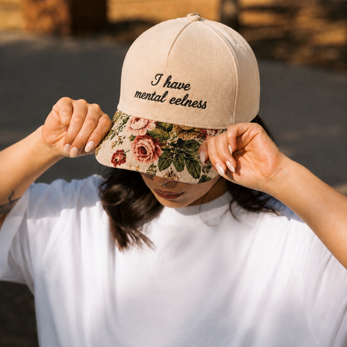 I Have Mental Eelness Embroidered Floral Hat