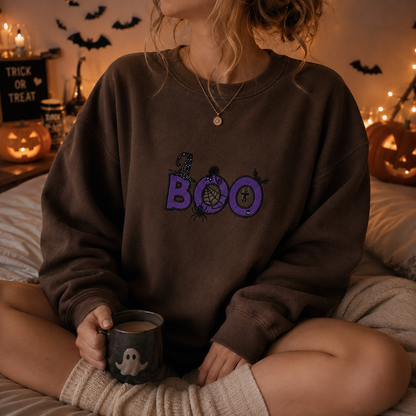 Halloween Boo Embroidered Sweatshirt