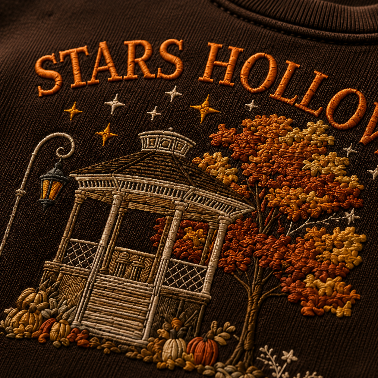 Autumn Stars Hollow Embroidered Sweatshirt