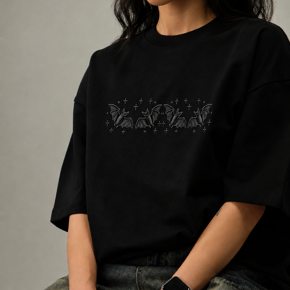 Bat Halloween Embroidered Sweatshirt