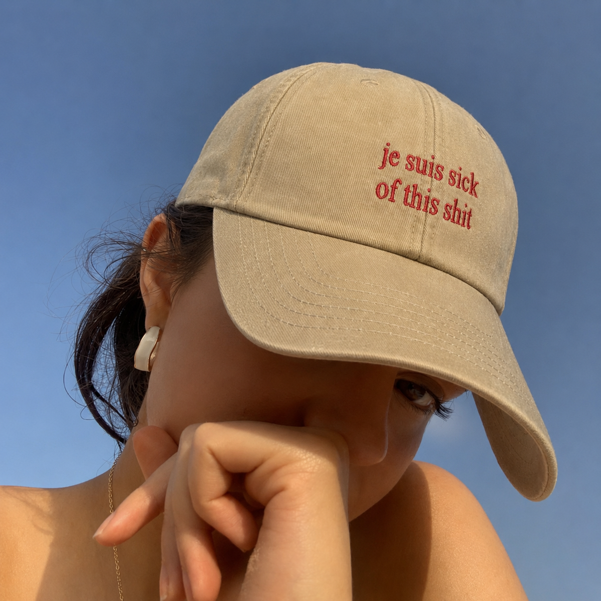 Je Suis Sick Of This Shit Embroidered Washed Cap