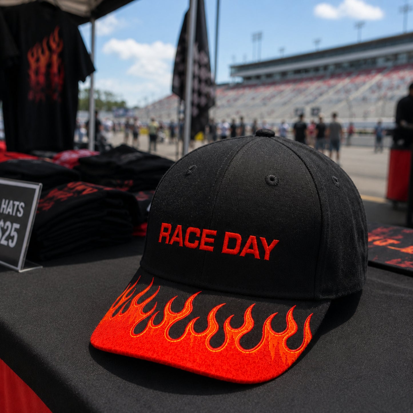 Race Day Embroidered Flame Hat