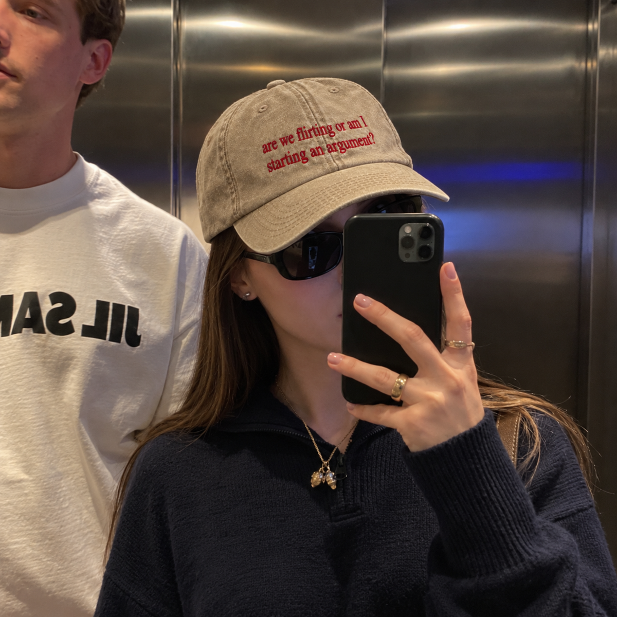 Flirting or Am I Starting an Argument Embroidered Washed Cap