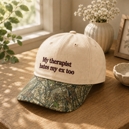 My Therapist Hates My Ex Too Embroidered Floral Hat