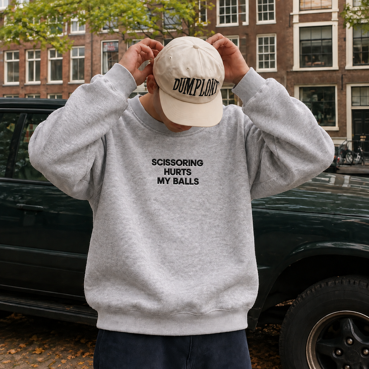 Scissoring Hurts My Balls Embroidered Sweatshirt