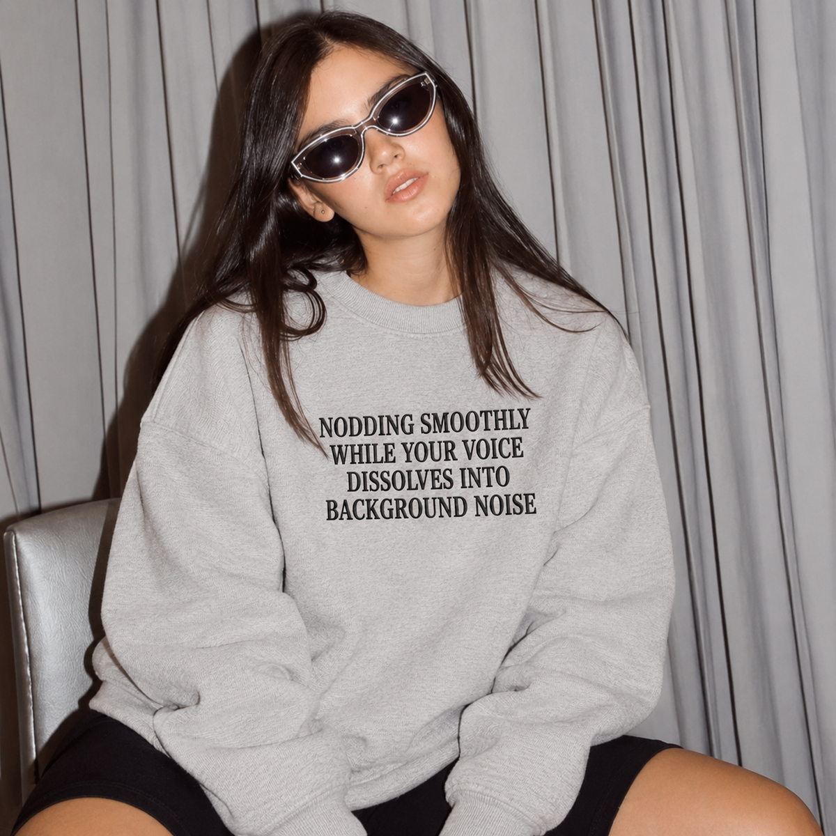 Your Voice Dissolves Into Background Noise Embroidered Sweatshirt