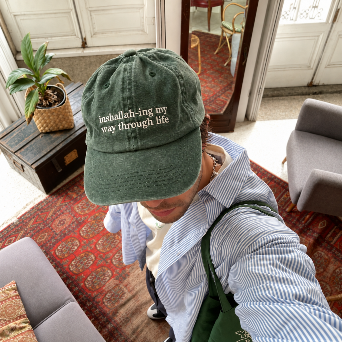 Inshallah-ing My Way Through Life Embroidered Washed Cap